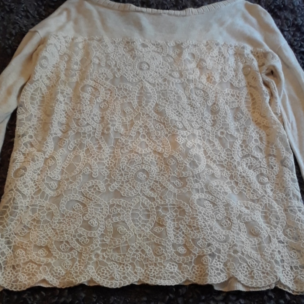 Lace back sweater